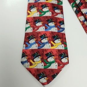 American Greetings Red Snowman Necktie. EUC